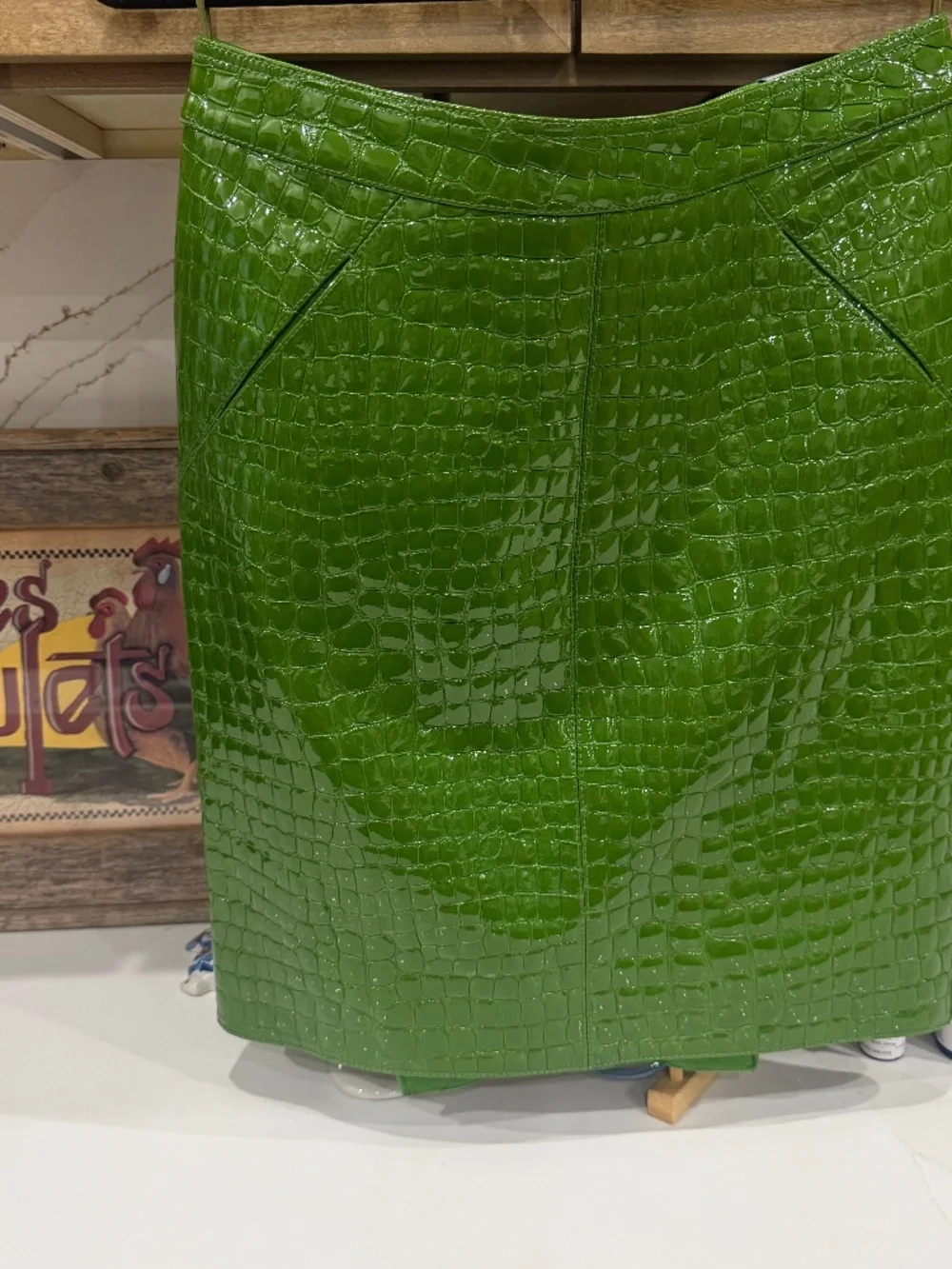 TOM FORD Green Croc-Embossed Patent Leather Mini Skirt IT 40 / US 4